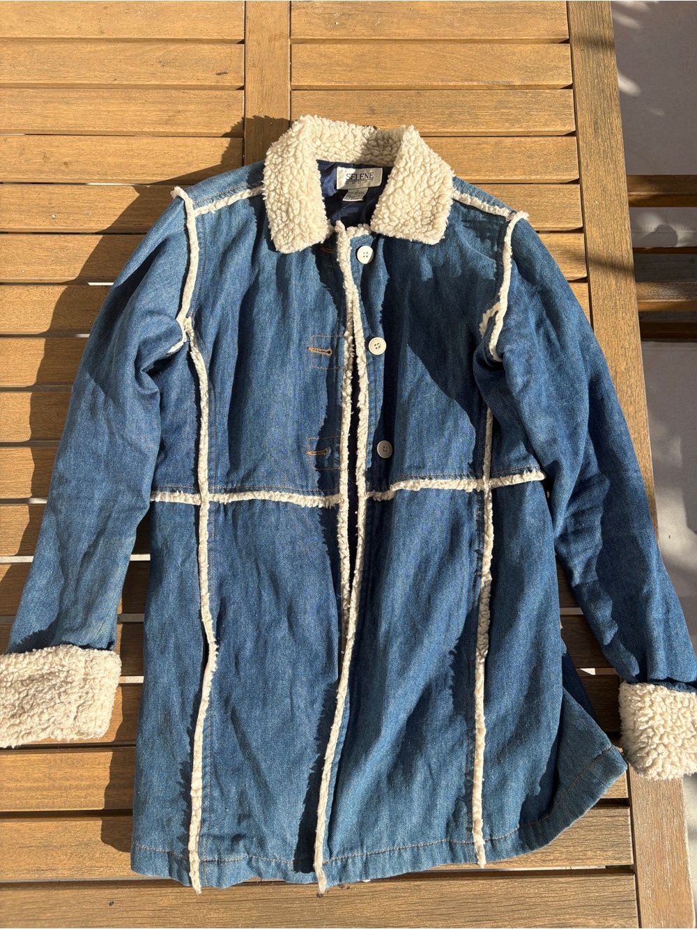 Vintage Selene Sport Blue Penny Lane Jacket with Cream Sherpa Trim